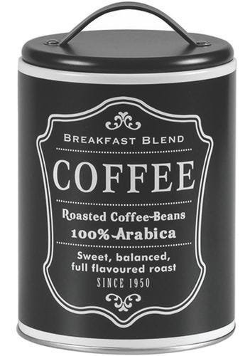 Lata Porta Café Pote Retrô Alumínio Preto Fosca 990ml - 1