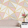 Papel De Parede Adesivo Geométrico Zara Rosa Lilás Dourado - 2
