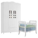 Ver imagem 1 de Berço Americano Lila e Guarda Roupa Infantil New Selena 4 Portas Branco Brilho Móveis