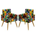 Ver imagem 1 de Kit 2 Poltronas Nina Suede Estampado Colorido Aradecor