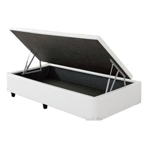 Cama Solteiro Baú 0,88 Apenas Cidade de São Paulo Blindada - Corino - Branco