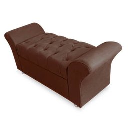 Kit Cabeceira Geovana + Calçadeira Baú Veneza Queen Size 160cm Suede:marrom - 3
