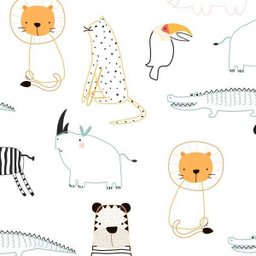 Papel de Parede Adesivo Infantil Animais Leão Onça Tucano - 2