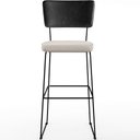 Ver imagem 5 de Kit 05 Banquetas Altas Cozinha Sala Jantar Fixa Allana L02 Couríssimo Preto Linho Cru - Lyam Decor