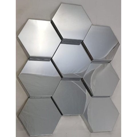 Kit 0,38m² Pastilha de Metal AX31 29,8cm x 25,8cm Prata/Cinza Glass Mosaic
