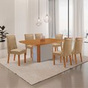 Ver imagem 2 de Mesa de Jantar Isadora Yasmin 180 cm Tampo MDF Canto Copo Laminado com 6 Cadeiras Moderna Mobília