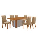 Ver imagem 1 de Mesa de Jantar Isadora Yasmin 180 cm Tampo MDF Canto Copo Laminado com 6 Cadeiras Moderna Mobília