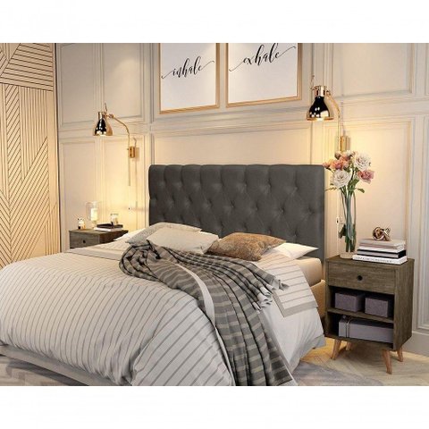 Painel Cabeceira Paris Queen para Cama Box 1,58 Suede Marrom