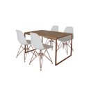 Ver imagem 2 de Mesa Industrial Base Ferro Cobre Tampo 137x90 Amendoa 4 Cadeiras Eames Ferro Cobre Assento Branco