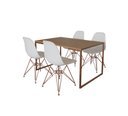 Ver imagem 2 de Mesa Industrial Base Ferro Cobre Tampo 137x90 Amendoa 4 Cadeiras Eames Ferro Cobre Assento Branco