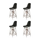Ver imagem 1 de Kit 4 Banquetas Bistrô Alta Eames Preta Base Ferro Cobre - Cor: Preto