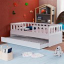 Ver imagem 1 de Cama Infantil Lara Solteiro com Cama Auxiliar e 2 Colchões Branco - Baby Mobília