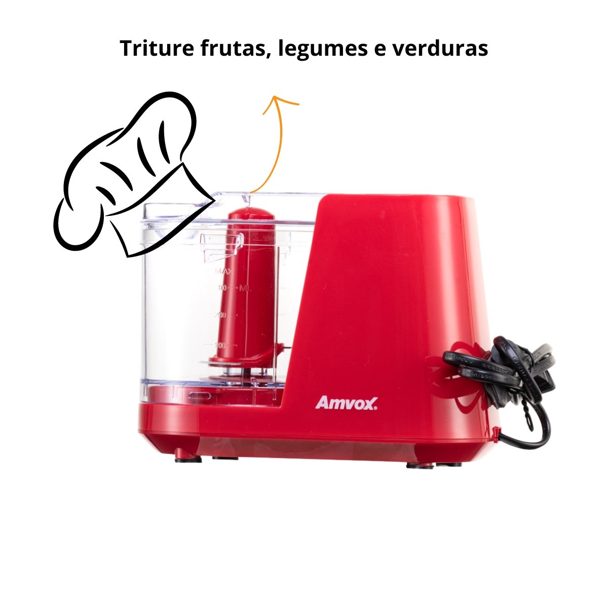 Mini Processador de alimentos Amvox  APR 1001 Red (220V) - 5