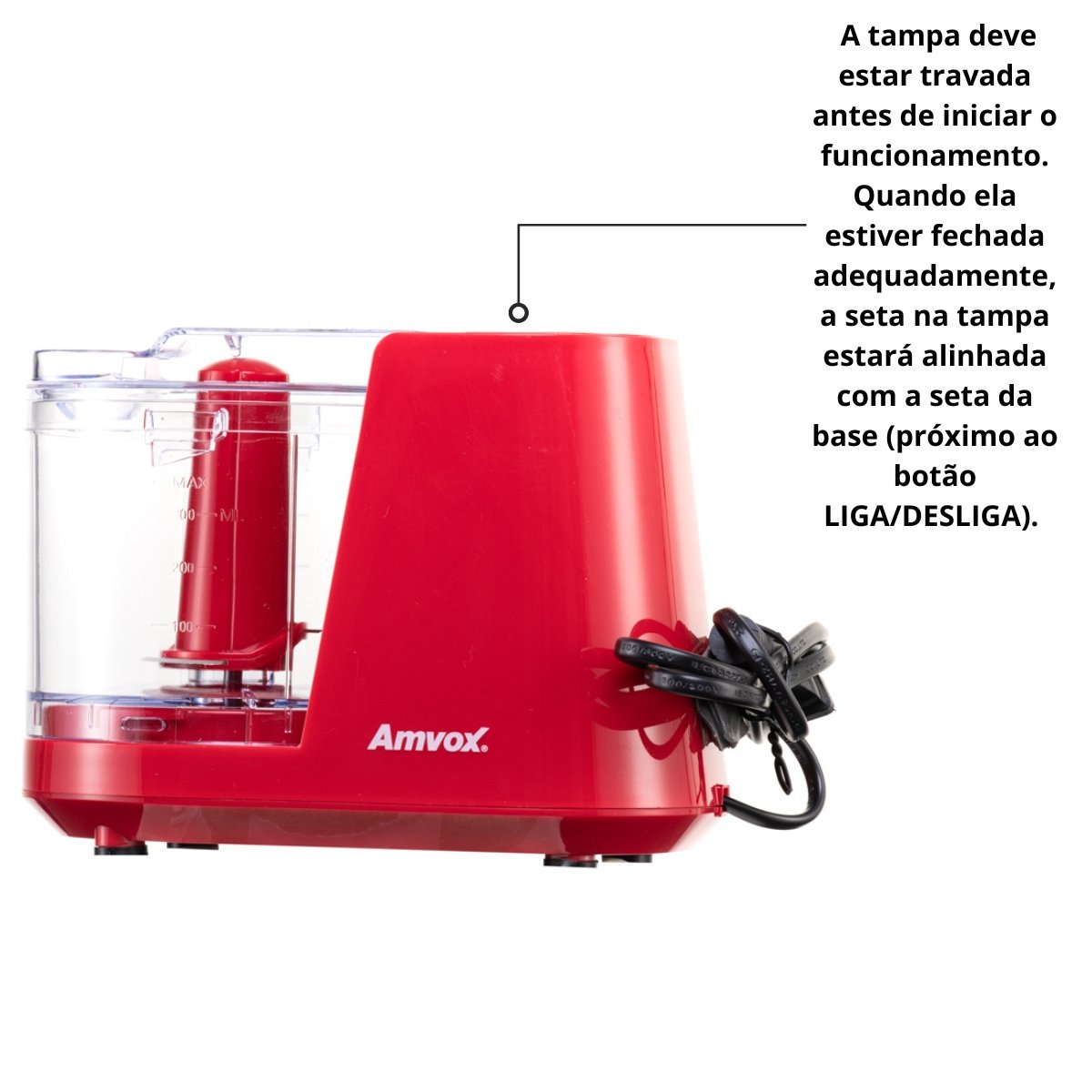 Mini Processador de alimentos Amvox  APR 1001 Red (220V) - 4