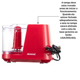 Mini Processador de alimentos Amvox  APR 1001 Red (220V) - 4