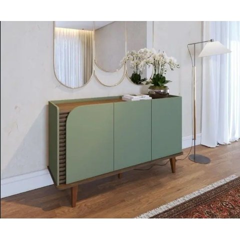Buffet Aparador Balcão Armário Jurere com 3 Portas Hortelã/amêndoa - Colibri