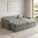 Ver imagem 2 de Sofá Cama 4 Lugares Retrátil Reclinável 260cm Linho com Molas Ensacadas Atena Yescasa Cinza