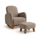 Ver imagem 5 de Poltrona Amamentação Soft Bouclé Base Balanço com Puff:Cappuccino