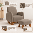 Ver imagem 2 de Poltrona Amamentação Soft Bouclé Base Balanço com Puff:Cappuccino