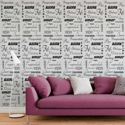 Papel de parede adesivo vinílico Palavras Alegria Paz Fé Prosperidade - 1