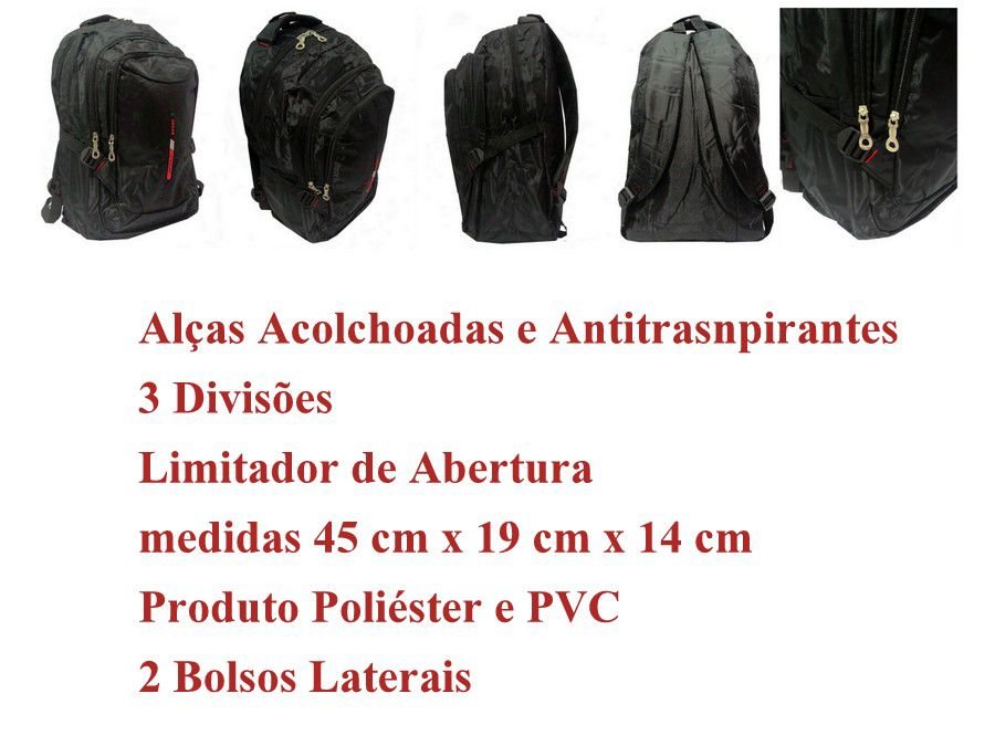 Mochila Grande Esportiva Escolar Faculdade Preta 15 L - 5