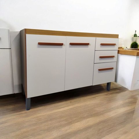 Gabinete de Cozinha Aurora 120cm Freijó/off White S/tampo - Nathan