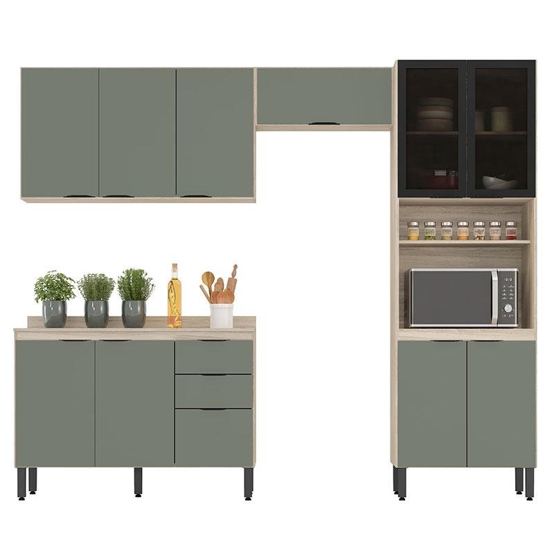 Cozinha Modulada Firenze FI0002 Avena Menta - Demóbile