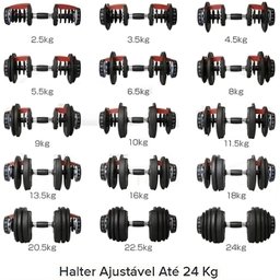 Halter Dumbbell Ajustável até 24kg Musculação - 4