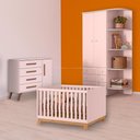 Ver imagem 1 de Conjunto Berço Mini Cama Slim, Cômoda Sapateira Retrô e Guarda Roupa Rosa
