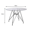Ver imagem 2 de Mesa Eiffel Redonda 90Cm Tampo De Vidro Com Base De Ferro Preto - Cor: Preto