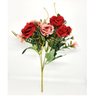 Jogo Buquê Mini Rosas Vermelho e Rosê 5 Flores Folhagens Realistas 2 Unidades 30cm - 3