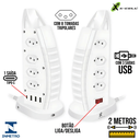 Ver imagem 2 de Filtro de Linha Torre Extensão 8 Tomadas Usb/tipo-c 2m X-cell