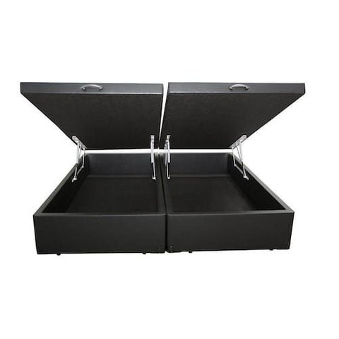 Cama Box Baú Casal Bipartido Marrom Sintético 138x188