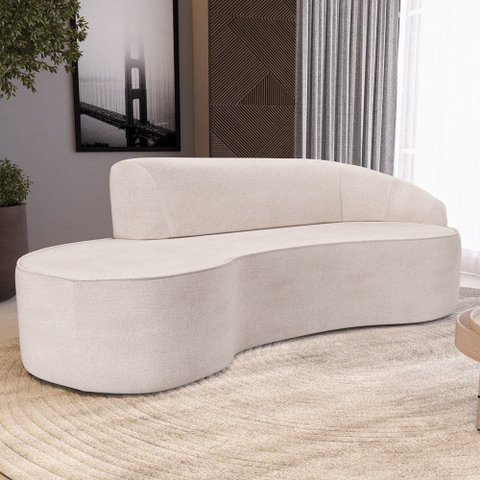 Sofá 4 Lugares Curvo Sala de Estar Living Firenze Direito D02 Linho Cru 280 cm D-461 - Lyam