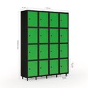Ver imagem 3 de Armário Roupeiro Locker Guarda-Volume de Aço 16 Portas Pequenas com Fecho para Cadeado Vestiário Verde/Preto