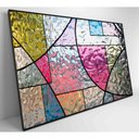 Ver mais imagens de Quadro Vitral Geométrico Colorido Medidas 90x60 Cm Impressão Vidro Acrílico