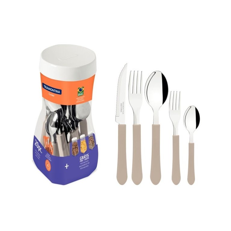 Faqueiro Inox 20 Peças Leme Cabo Cinza Tramontina