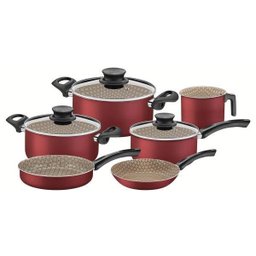 Jogo de Panelas Alumínio Revestimento Interno em Antiaderente 6 Peças Vermelho Tramontina - 1 Jogo de Panelas Alumínio Revestimento Interno em Antiaderente 6 Peças Vermelho Tramontina - 1