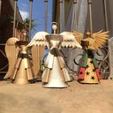 Ver imagem 4 de Querubim Rústico De Natal Com Livro Para Decoração de Mesa Libertas Rosas Artesanato Anjo Natalino C