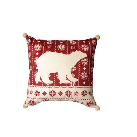 Capa de Almofada Urso Natalino C/ Pompom