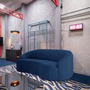 Ver imagem 2 de Sofá Curvo Montserrat 180cm 03 Lugares Veludo Azul Clássico - Nexta Casa