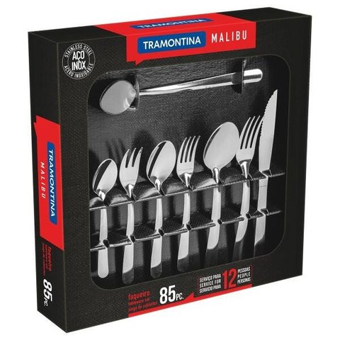Faqueiro de Aço Inox Conjunto Tramontina Malibu 85 Peças