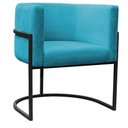 Ver imagem 2 de Poltrona Reforçadas Decorativa Sala de Estar Carla Base Ferro Preta Suede Azul Tifany