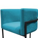 Ver imagem 3 de Poltrona Reforçadas Decorativa Sala de Estar Carla Base Ferro Preta Suede Azul Tifany