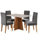 Ver imagem 3 de Mesa de Jantar 4 Lugares Antonella com Vidro Mel/off White/veludo Cinza - Viero Móveis