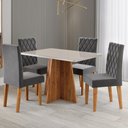 Ver imagem 1 de Mesa de Jantar 4 Lugares Antonella com Vidro Mel/off White/veludo Cinza - Viero Móveis