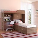 Ver imagem 1 de Beliche Atacama 6 Portas 1 Gaveta com Escada Cama Alta e Bancada de Estudo Nogal - Panorama Móveis