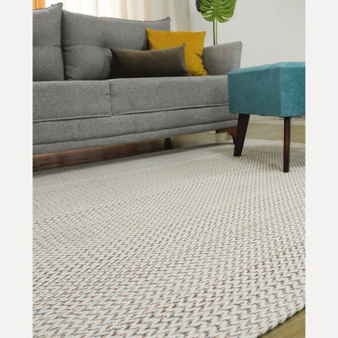 Tapete para Sala Tear Artesanal 1,40x2,00 Antiderrapante Itália Cru