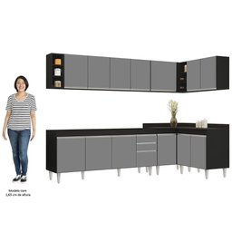Armário de Cozinha Modulado de Canto 7 Peças Cp34 Balcão sem Tampo Preto-cinza - Lumil - 10 Armário de Cozinha Modulado de Canto 7 Peças Cp34 Balcão sem Tampo Preto-cinza - Lumil - 10