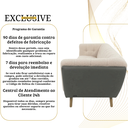 Ver mais imagens de Sofá 3 Lugares 240cm Retrô Pés de Madeira Luxo Premium Estofado Bouclé Névoa Courino Cinza P/ Sala